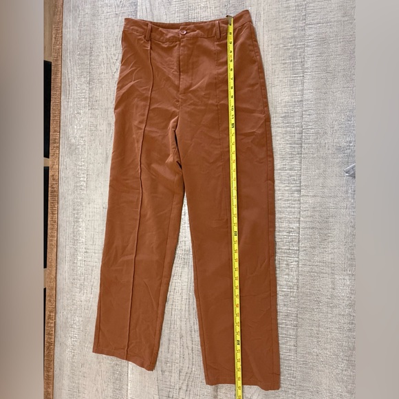 Cider High Rise Burnt Orange Pleated Slacks, Straight Leg Size Large - Picture 8 of 12